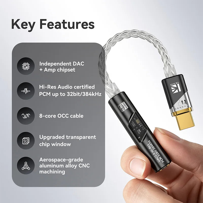 KBEAR DAC1PRO HiFi DAC Dongle Type-C to 3.5mm Lossless Digital Audio Decoder Adapter Cable for TBX Kalideer KB02