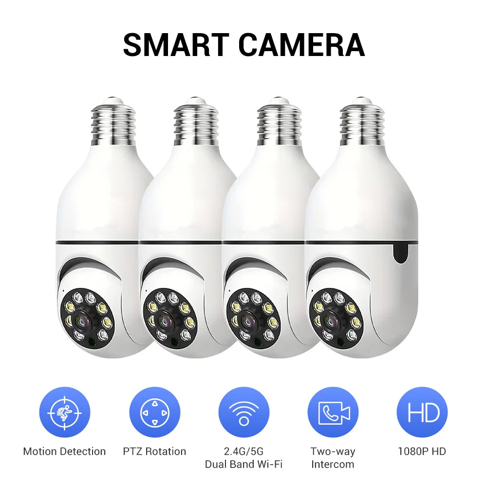 Ease Life APP-Light Bulb Security Cameras Outdoor Wireless WiFi Camera 5GHz, 360 Degree, E27 Light Socket Screw In Securi