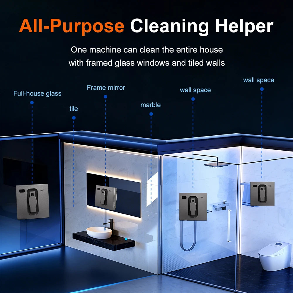 PuRuiKai Robot Window Cleaner,Dual Water Spray,With APP Control,High Vacuum Suction,Laser Sensor, Home Wall Glass Cleaning Robot