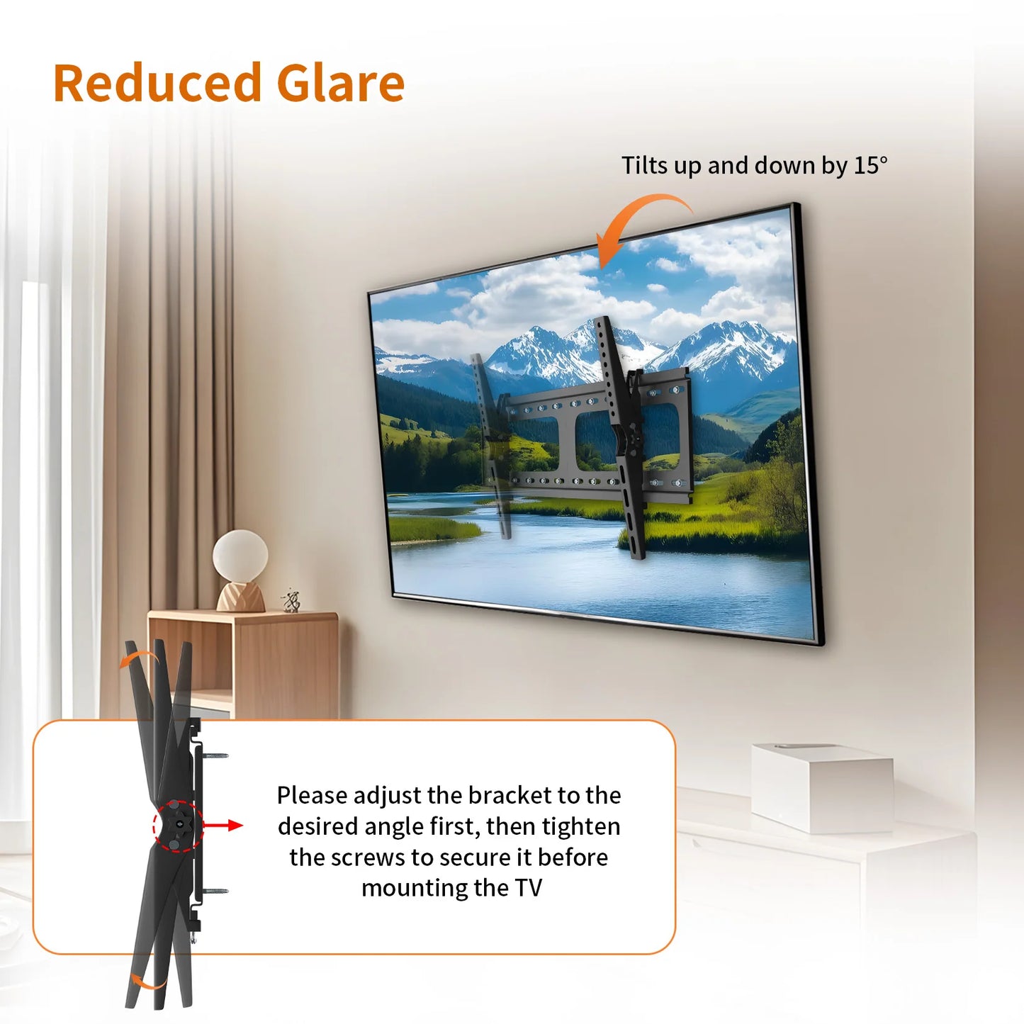 Ultra Slim Tilting TV Wall Mount Bracket Universal for 30-86 Inches Max Load 60kg