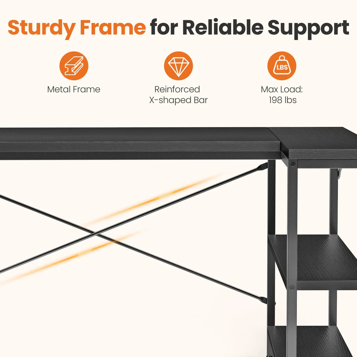 JHK L Shaped Gaming Office Computer Desk With Shelves