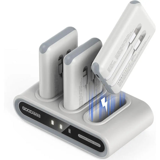 Compact 3-Unit 10000mAh Power Bank with Built-In Cables, Triple USB Outputs, DIY Sticker Set for Mobile Devices and More