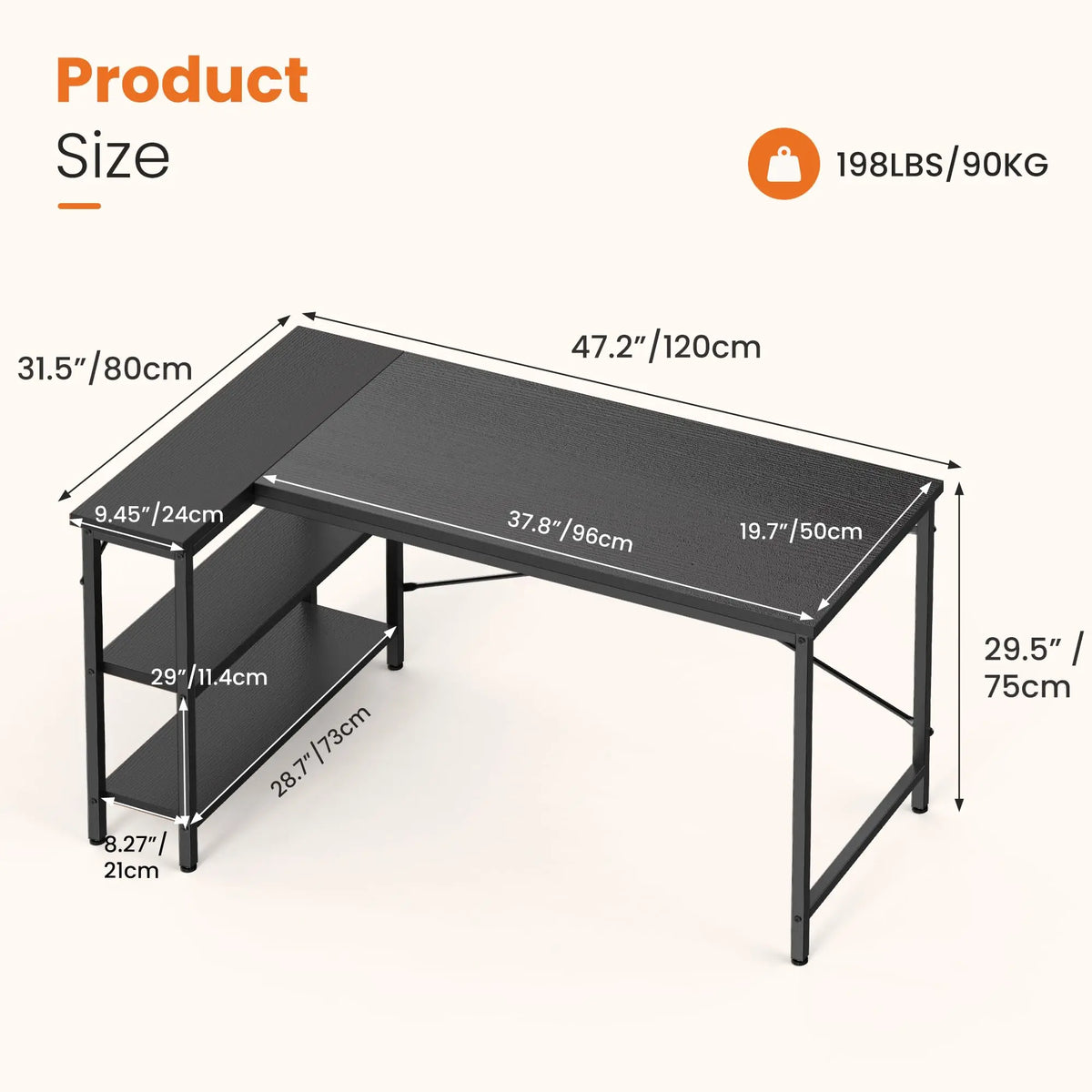 JHK L Shaped Gaming Office Computer Desk With Shelves