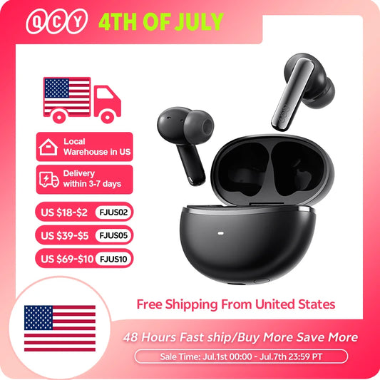Ship From ES/PL/BR QCY HT18 Wireless Earphones Bluetooth 6.0 MeloBuds N70 Adaptive Hybrid ANC 6 Mics LDAC Hi-Res Audio Earbuds