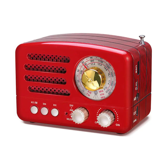 Small Retro Vintage Radio with Bluetooth, Portable Transistor Radio AM FM, Rechargeable Battery Operated, Support TF AUX USB MP3