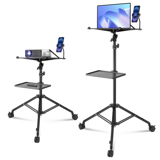 SucceBuy Adjustable Projector Tripod Stand with Tray and Phone Holder