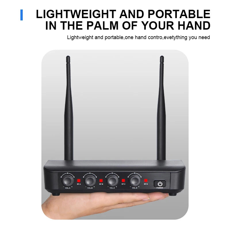 NXG 4-Channel UHF Wireless Microphone System With Four Handheld Microphones