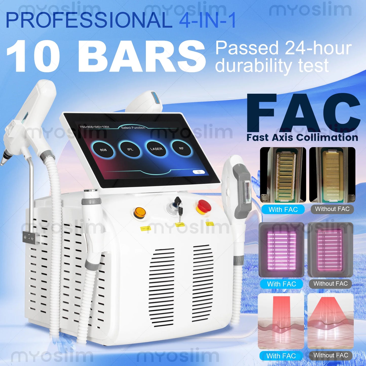 5000W RF 808 Diode Hair Removal Picosecond IPL Machine 4in1 Skin Firming Tattoo Wash Brow Photon Rejuvenation Alexandrite Maker