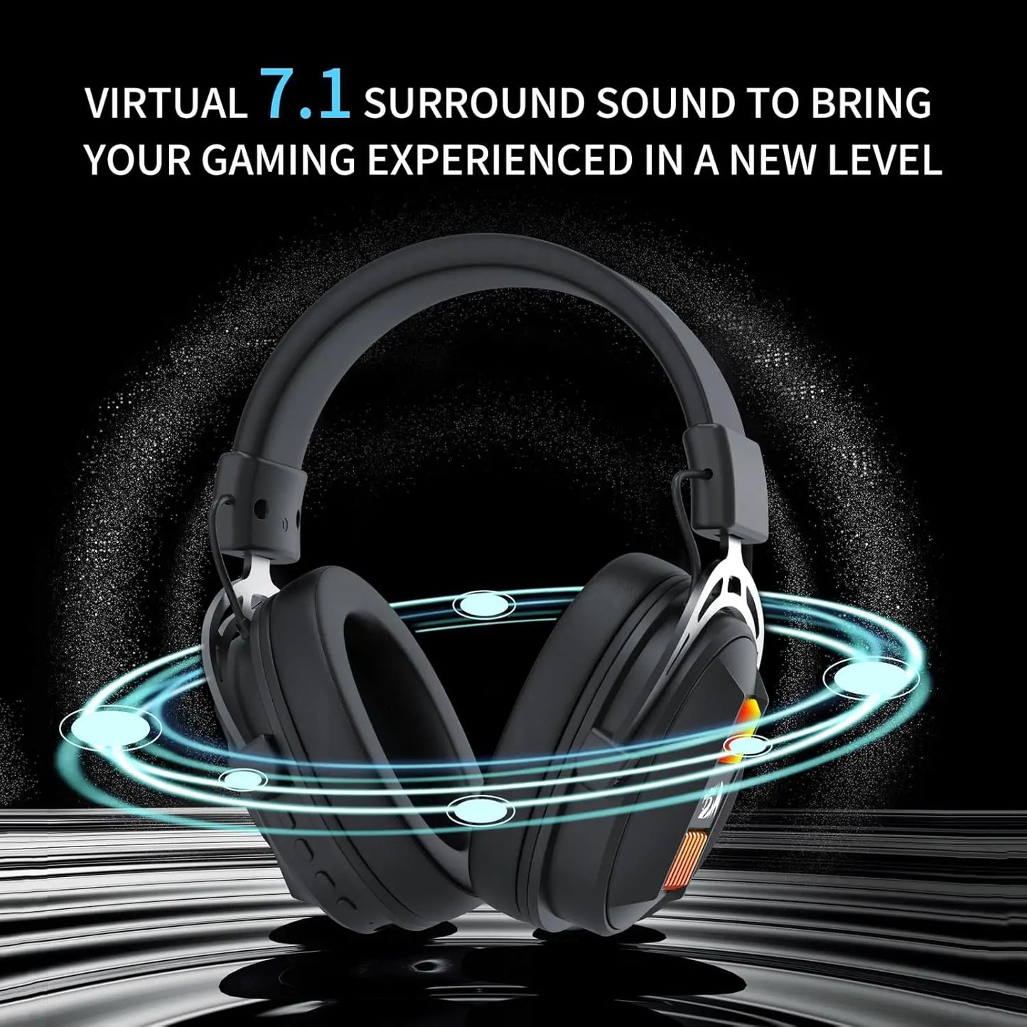 Redragon H375 Wired Gaming Headset, 53mm Drivers 7.1 Surround Sound, Detachable Noise Cancelling Mic, USB Computer Headset