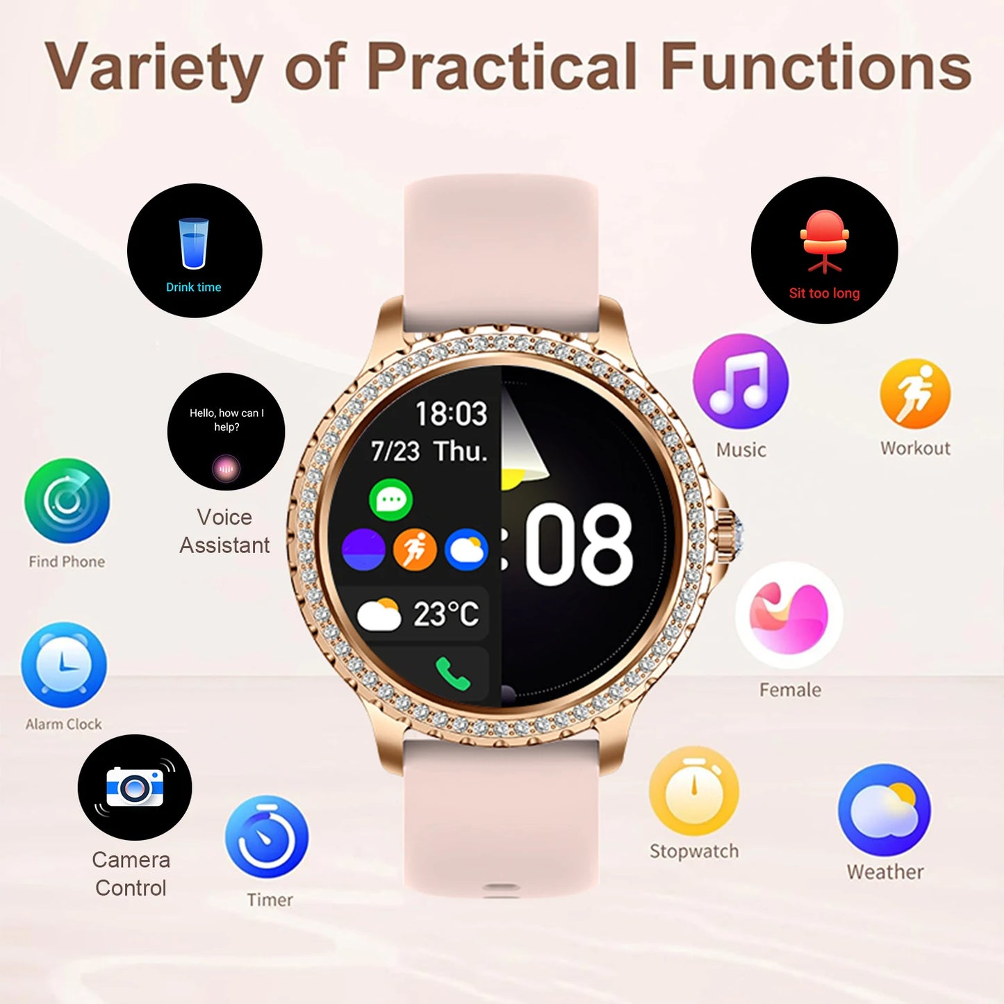 INNOFOVO Smart Watch For Women With Wireless Calls Fitness Tracker