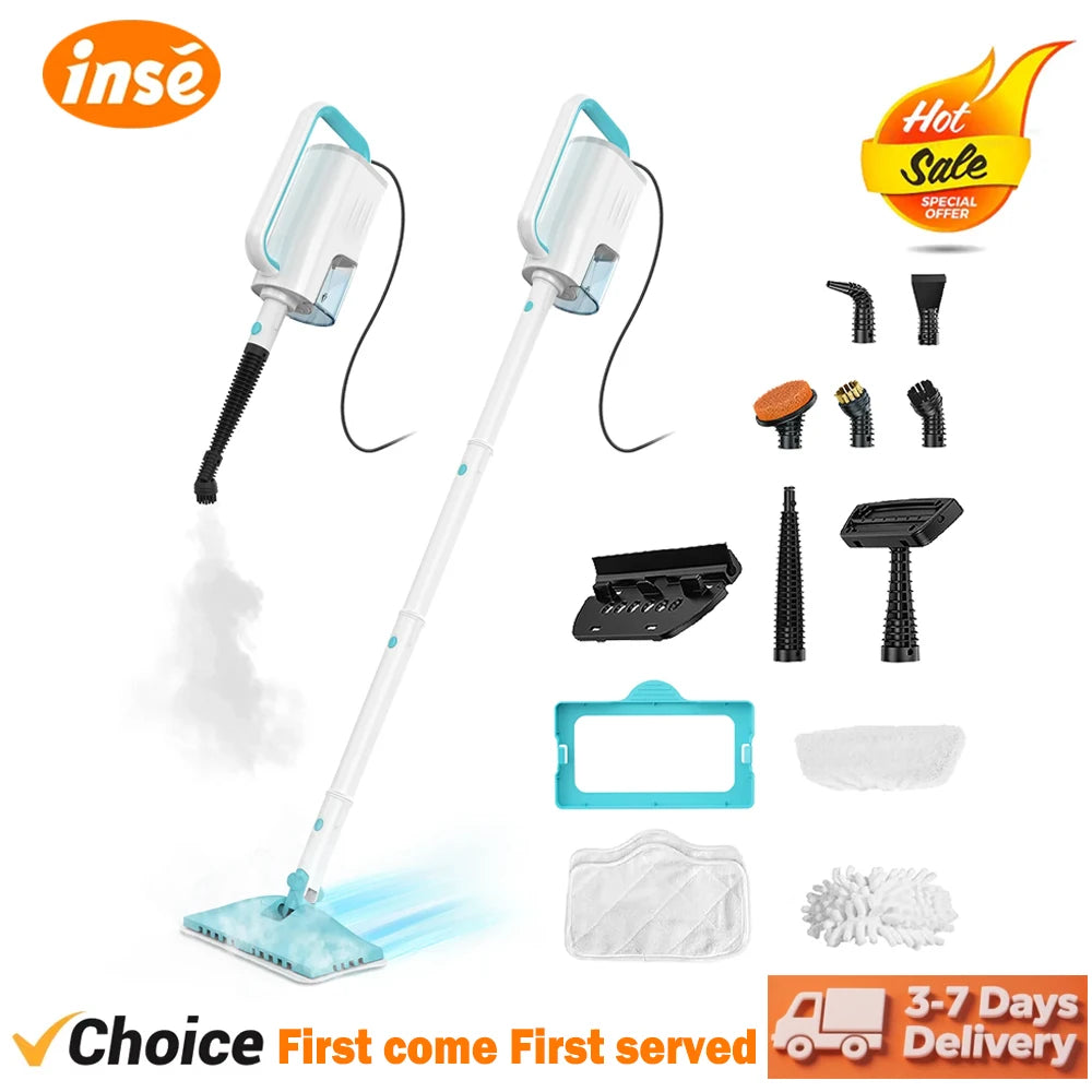 INSE Steam Mop 1200W Powerful Scrubbing Steam Vac Mop High Temperature Detachable Hard Floor Steam Cleaner for Carpet Kitchen F1
