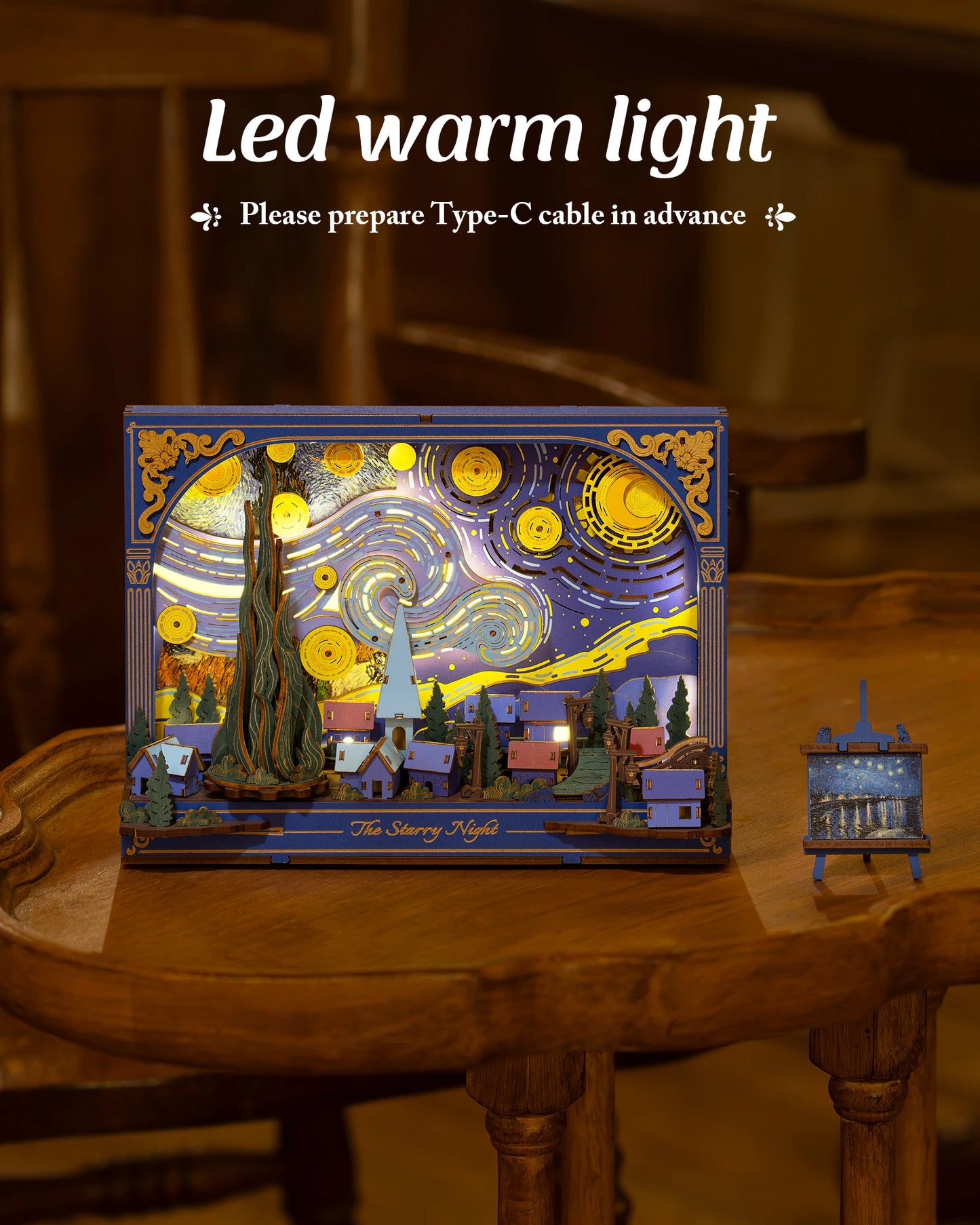 ROKR Starry Night 3D Puzzles ,Mother's Day DIY Wooden Vincent Van Gogh Painting Artwork Craft Kit Building Set ,Home Decor