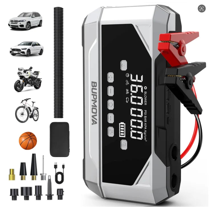 150PSI Air Pump Car Battery Emergency Boosters ,7000A/1500A PEAK Car Jump Starter Power Bank ,Portable Starting Device Car Starter New,Cars with USB Ports And LED Flashlight, 26800mAh/21800mAh Portable Car Jump Starter, Batte
