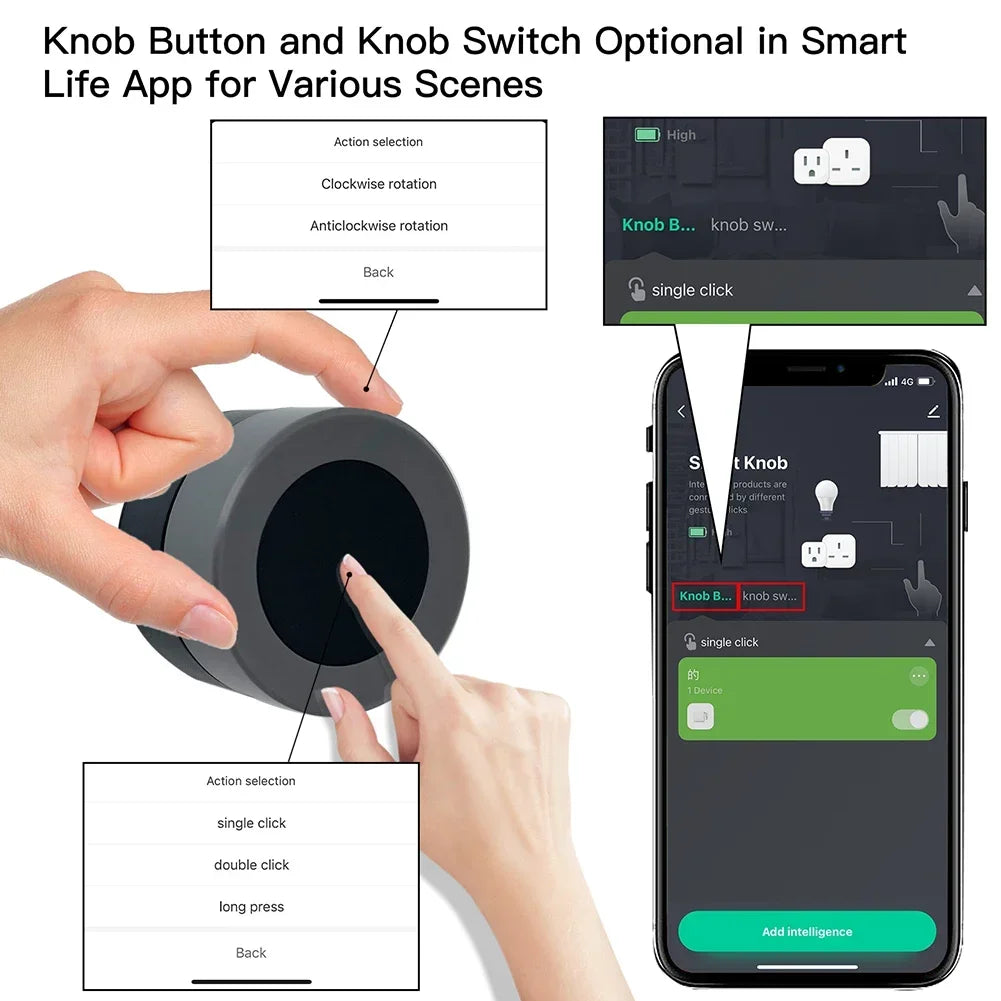 MOES Tuya ZigBee Smart Knob Switch Wireless Rotary Dimmer Scene Button Controller Battery Powered Home Automation Smart Life