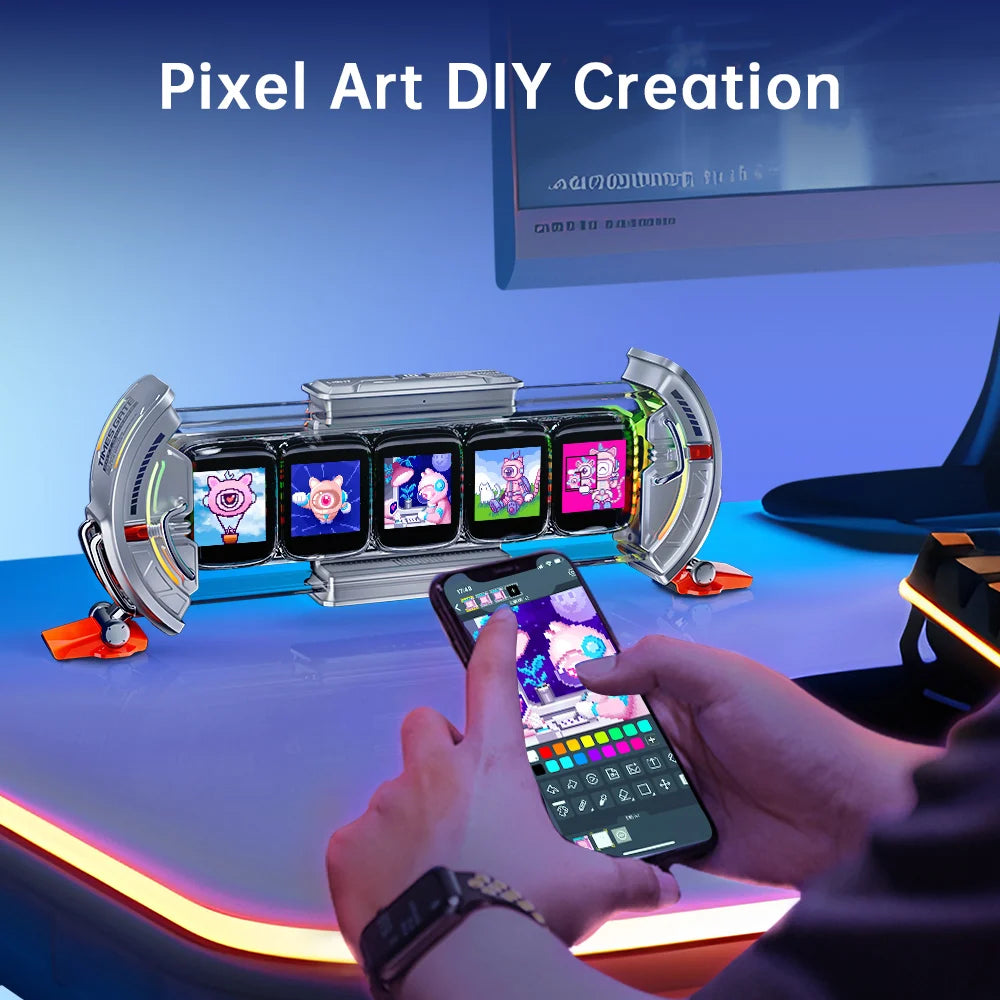 Divoom Times Gate Pixel Art Setup Clock With Smart App Control RGB LED Display Home Desktop Decor Birthday Gift Pixel 컴퓨터 스피커
