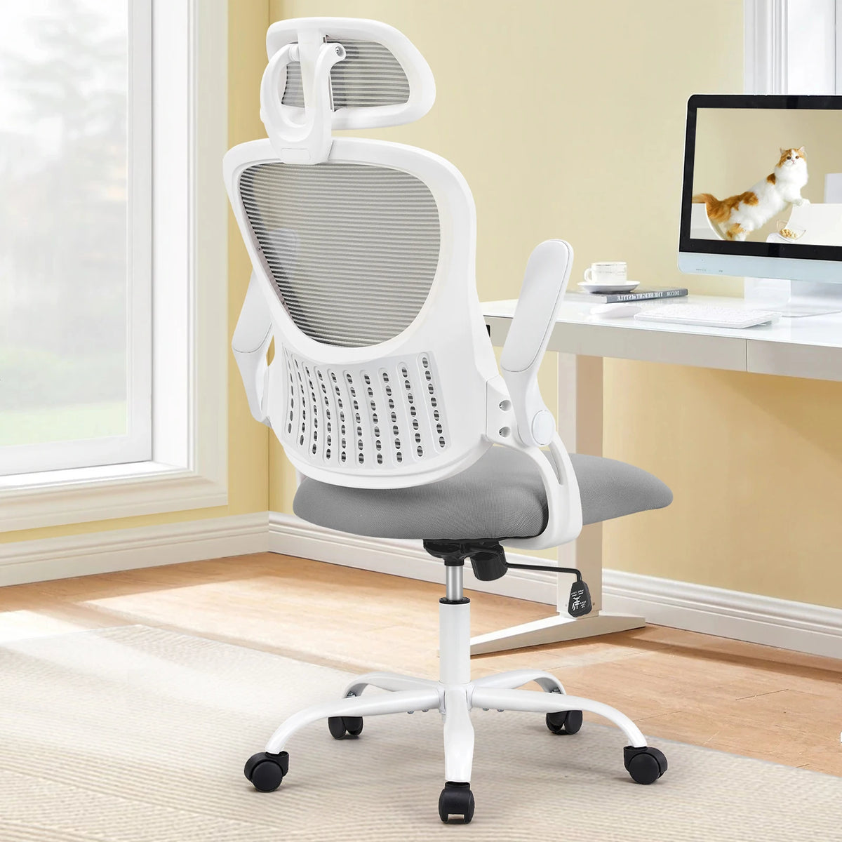 JHK Ergonomic Mesh Office Chair Flip Arms Adjustable Headrest Lumbar