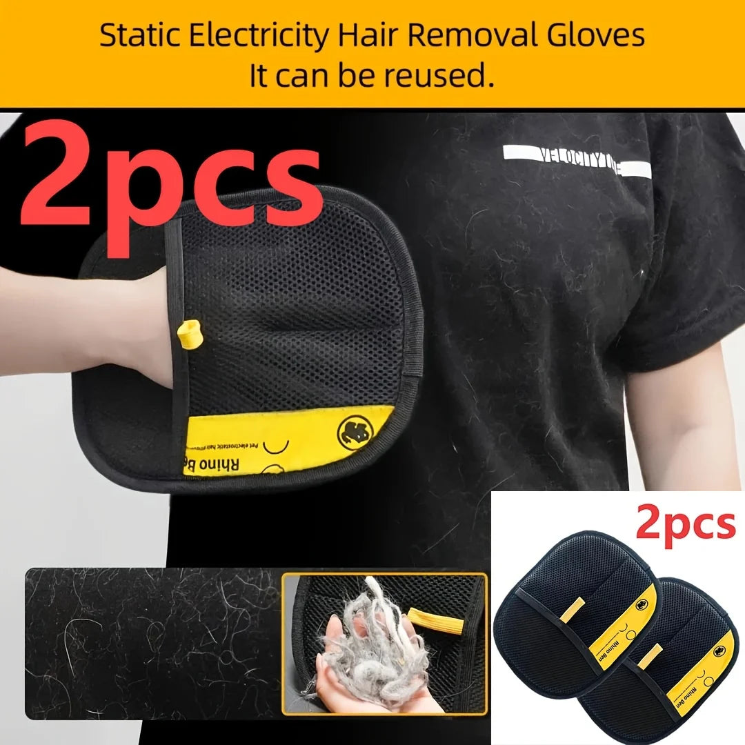 2-Piece Pet Hair Removal Gloves For Cat Grooming