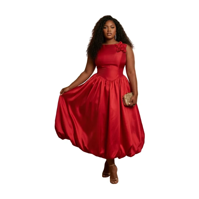 Women's Pleated Midi Dress For Elegant Wedding And Formal Events