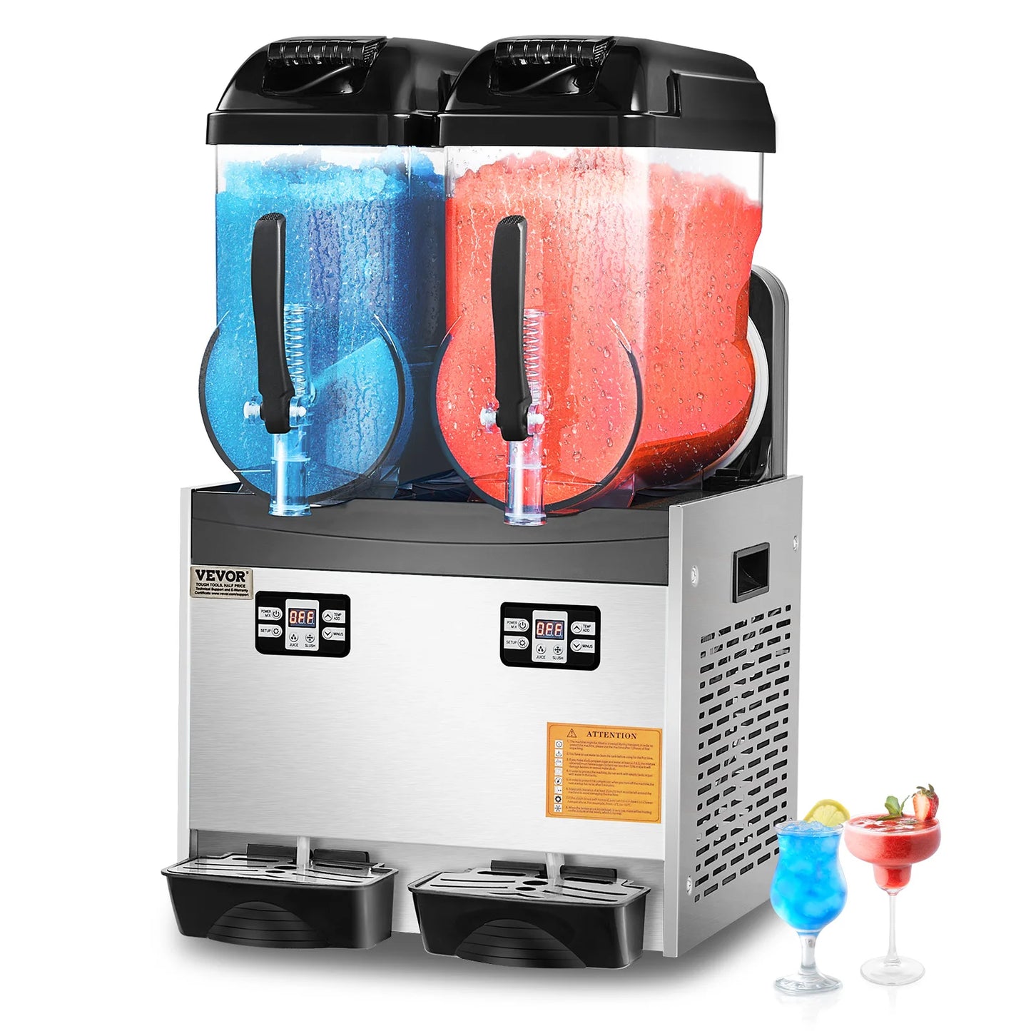 SucceBuy 3-36L Commercial Slushy Machine 1-3 Tanks Stainless Steel Margarita Smoothie Frozen Drink Maker for Home Restaurants