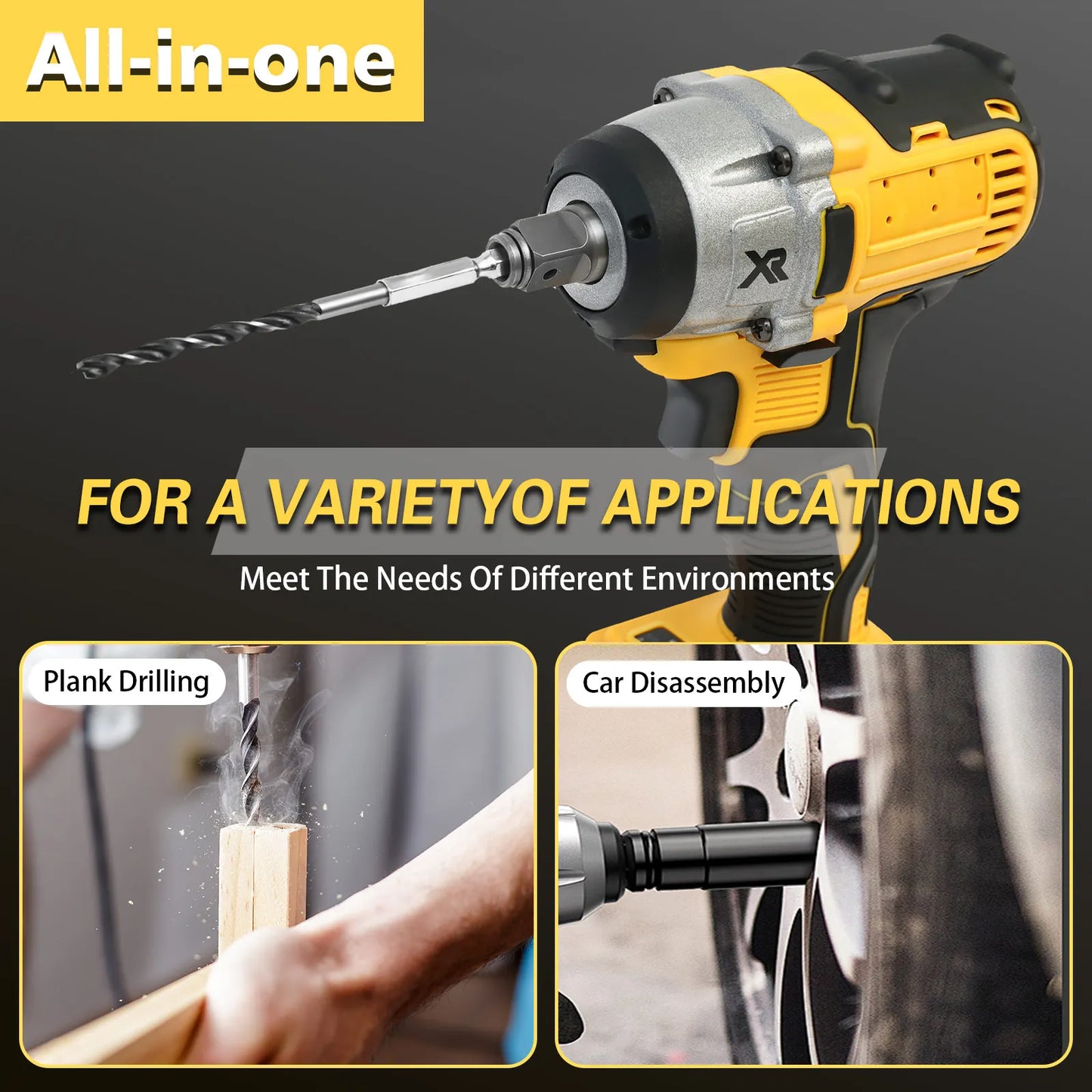 Cordless Impact Wrench 1/2" 20V Screwdriver Drill Tools Brushless Motor Torque 280 ft-lbs (380N.m) with 3.0Ah Battery Charger