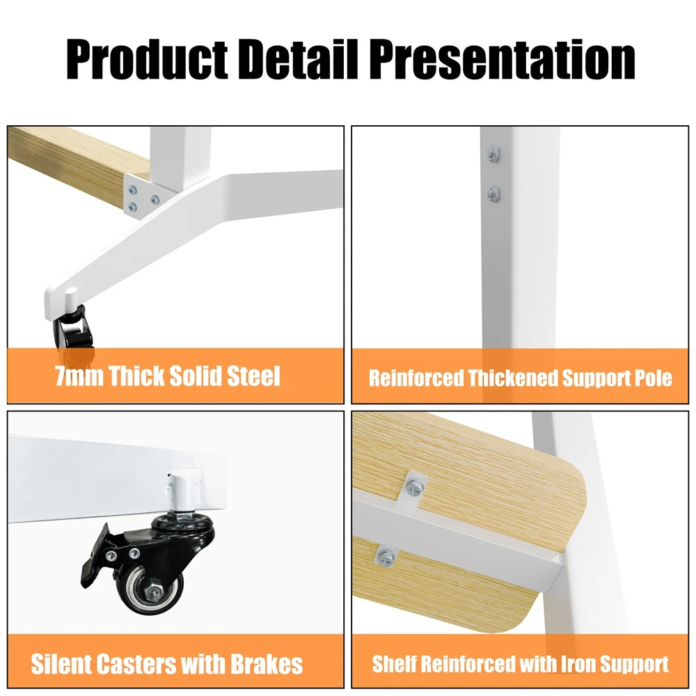 Unho Universal Mobile TV Cart Adjustable Height And Rolling Casters