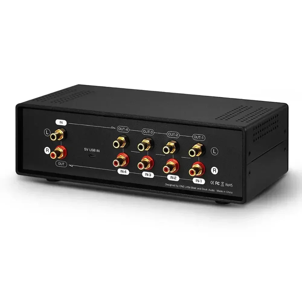 Nobsound MIC+LINE Analog Dual VU Meter Sound Level DB Panel Display 4-way Audio Splitter Switcher Box Music Spectrum Visualizer