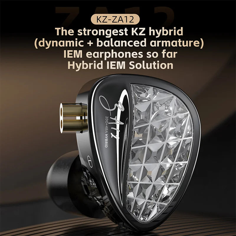KZ ZA12 Hybrid Wired In Ear Monitor Audiophile Earphones