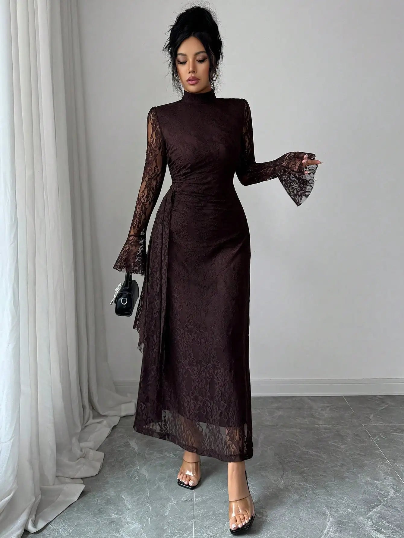 Selianne 2026 Summer New Luxury Satin One Shoulder Ruched Waist High Slit Maxi Sexy Evening Dress For Women Party Gown High