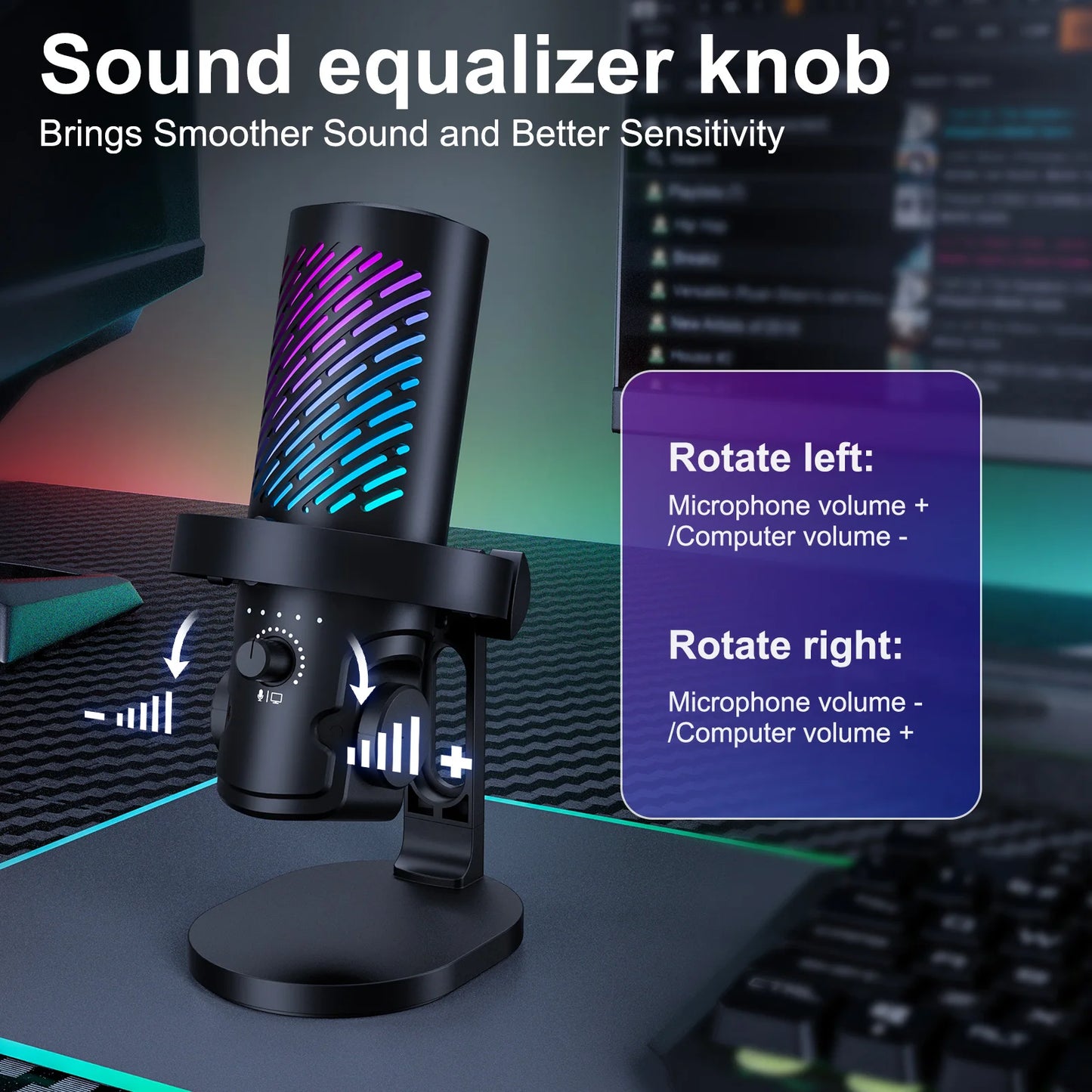 Tenlamp New  RGB USB Streaming Microphone ,Professionl Computer Condenser Mic For PC Mac Recording YouTube Podcasting Gaming Laptop Desktop