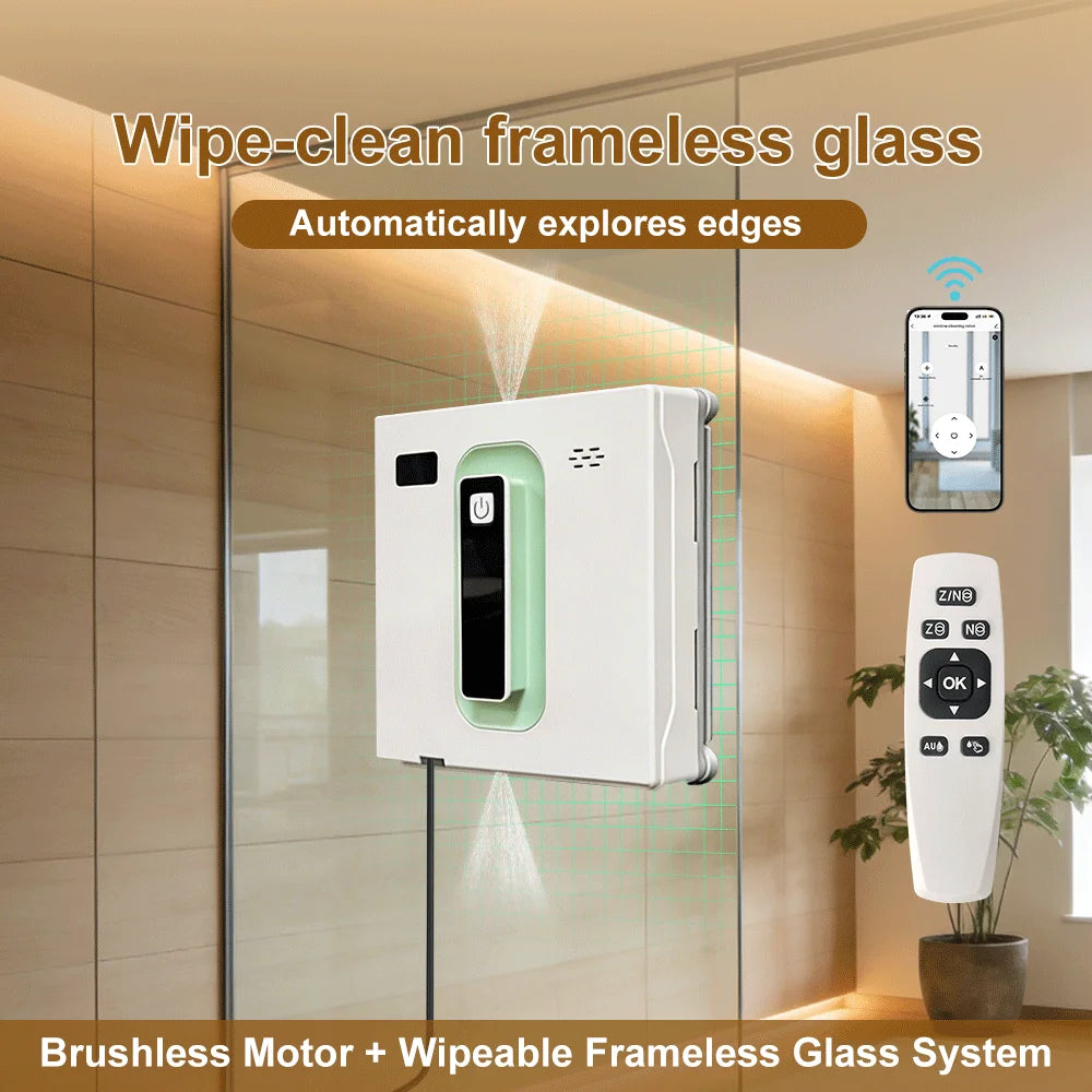 PuRuiKai Robot Electric Automatic Window Cleaning Robotic , With APP/Remote Control,With Voice Broadcast Two-way Automatic Spray