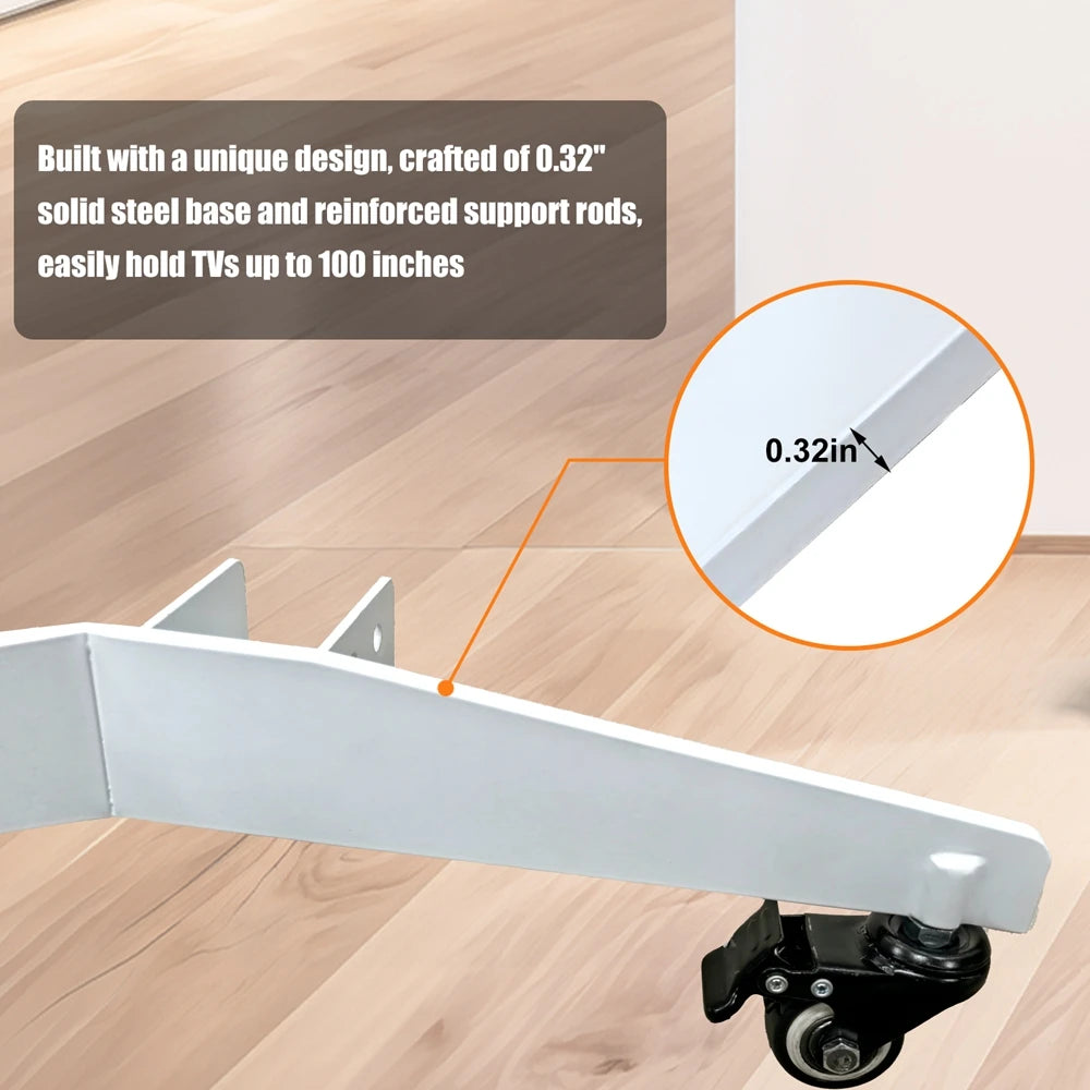 Unho Universal Mobile TV Cart Adjustable Height And Rolling Casters