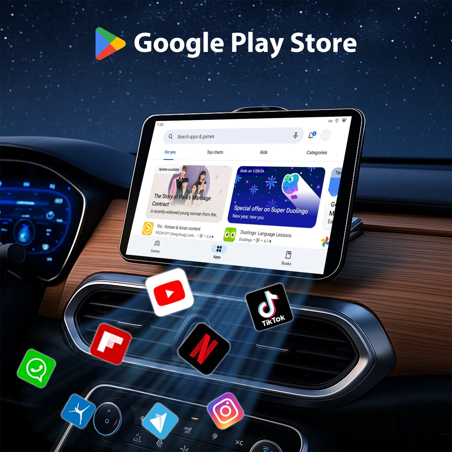 Wireless CarPlay Adapter – Android Auto AI Box with Netflix, YouTube, Hulu, App Installation, Dual-Band WiFi 6, Bluetooth, HDMI