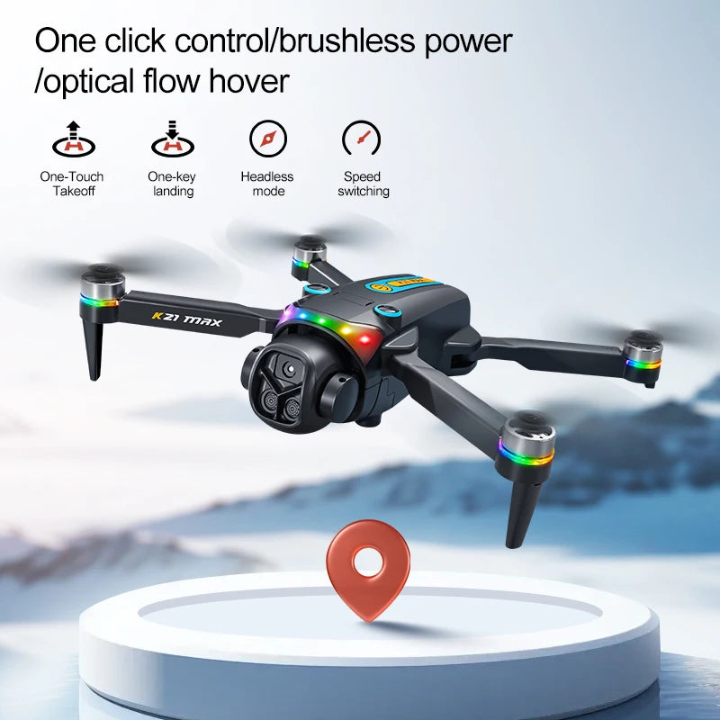 ZNLYRION K21MAX Foldable Brushless Drone With EIS Camera LED Lights