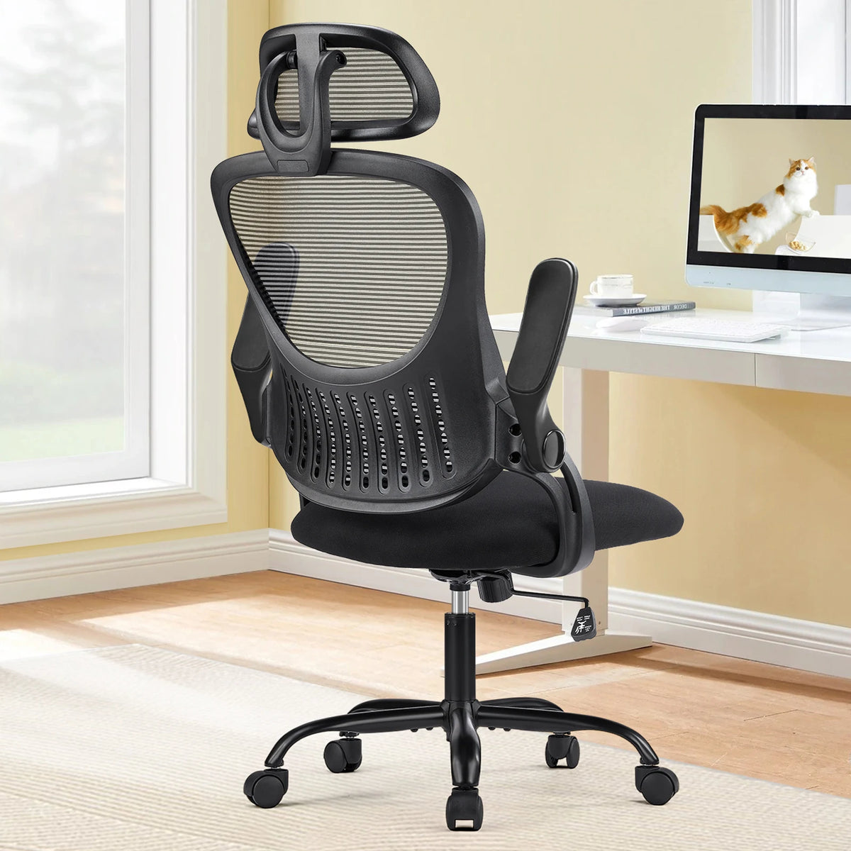 JHK Ergonomic Mesh Office Chair Flip Arms Adjustable Headrest Lumbar