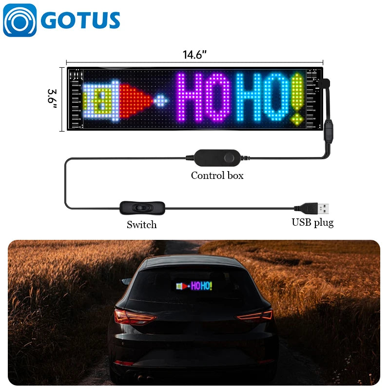 GOTUS LED Matrix Panel,Scrolling Bright Advertising LED Sign,LED Car Sign With Remote Control and Bluetooth Application Control