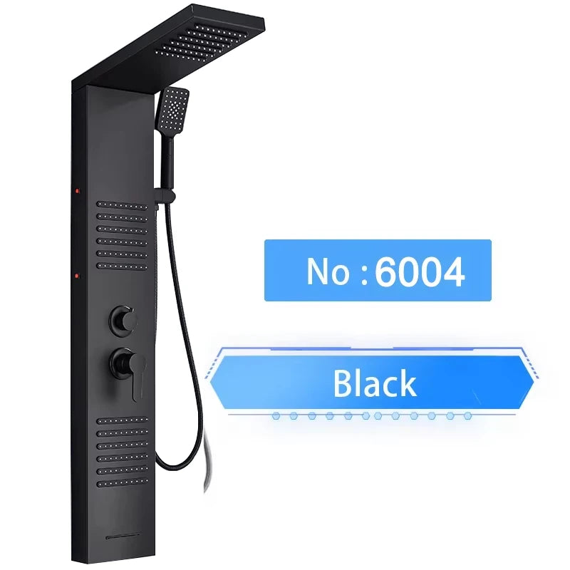 LED Shower Panel Digital Display Shower Faucet System Set Rain Waterfall Bathroom Column Mixer With SPA Massage Jet