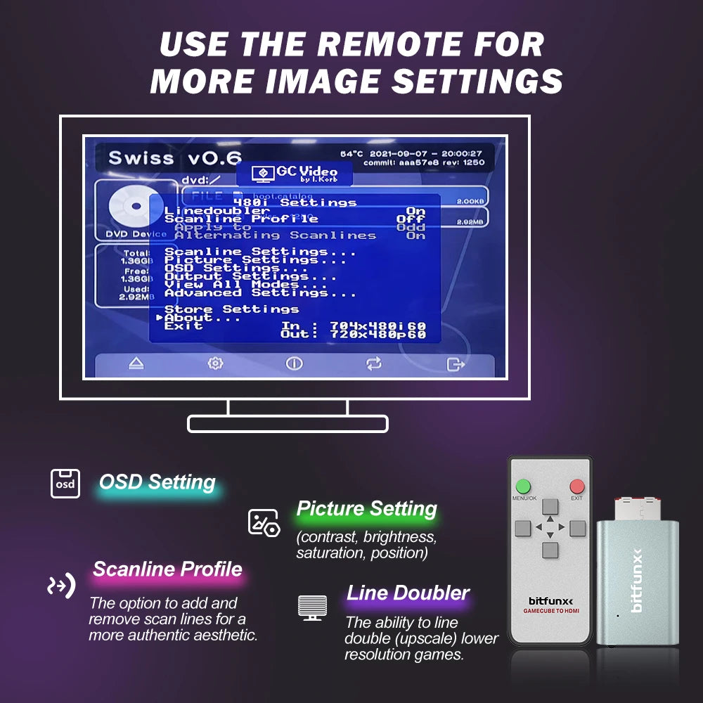 BitFunx GameCube HDMI Converter Adapter With SD Card Reader