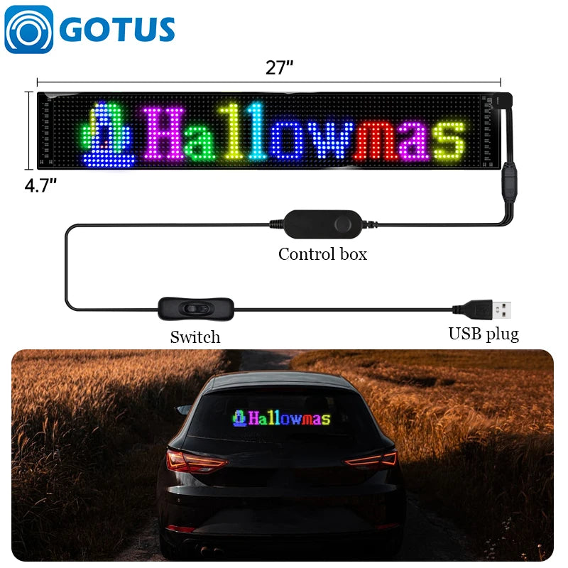 GOTUS LED Matrix Panel,Scrolling Bright Advertising LED Sign,LED Car Sign With Remote Control and Bluetooth Application Control