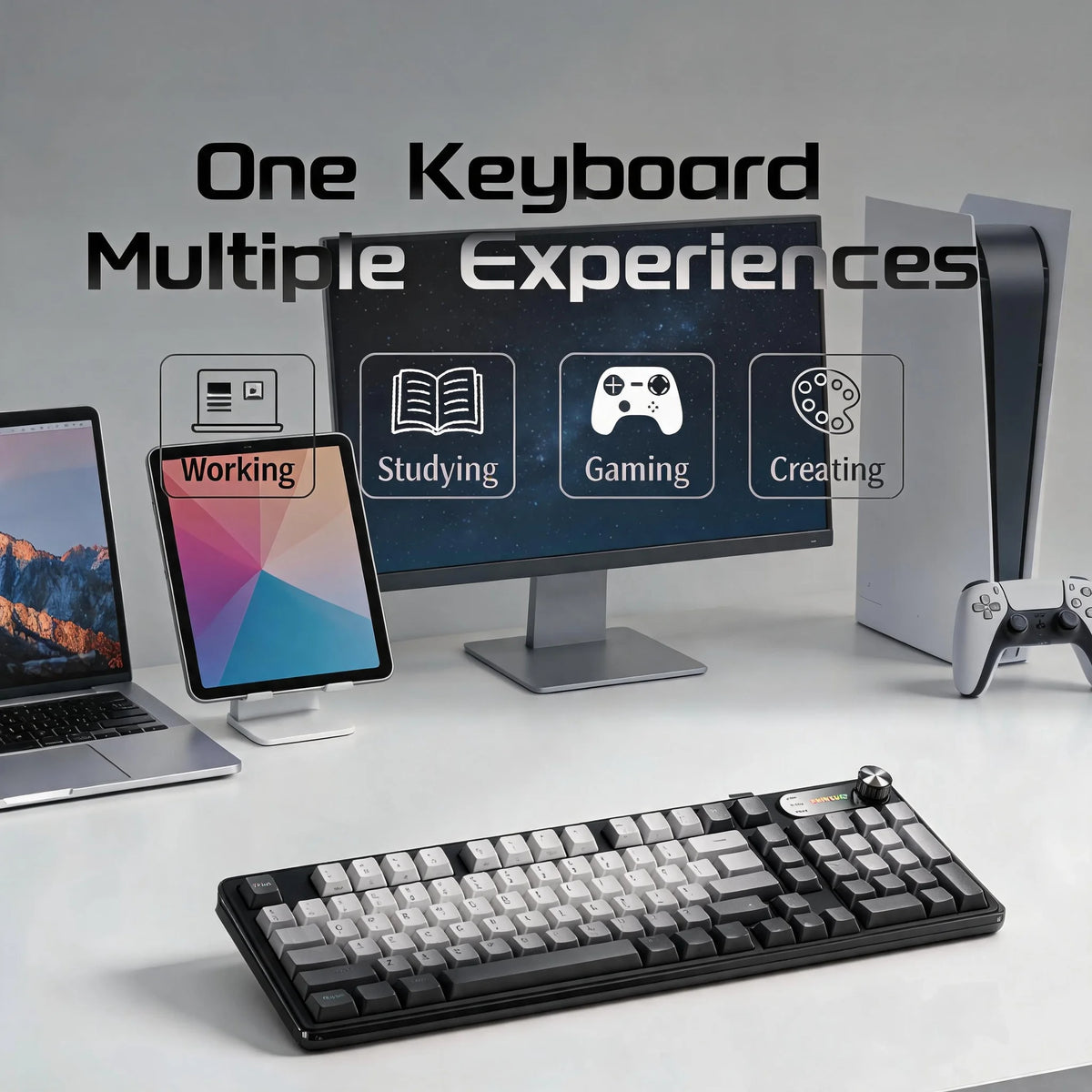 Tri Mode Wireless Membrane Keyboard With Bluetooth USB C Connectivity
