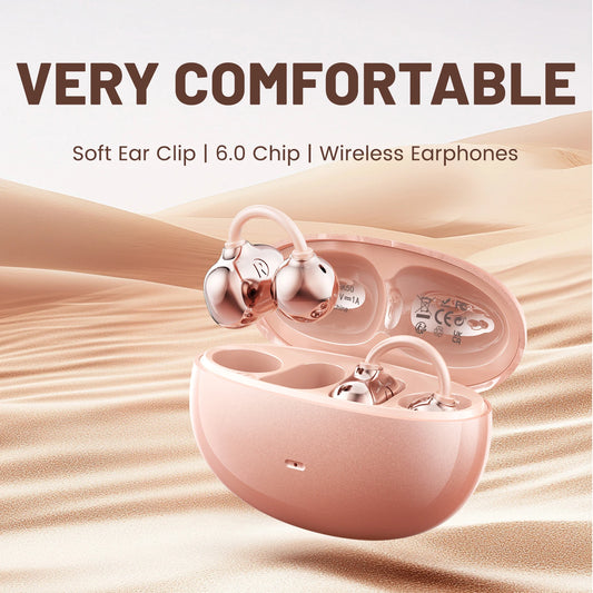 Open Ear Clip Headphones, Wireless Bluetooth 6.0 Headphones, Built-in Microphone and Ear Hook, Comfortable to Wear, High Fidelity Sound Quality, Playback Time of 36 Hours, Perfect for Women's Decoration Headphones SK 50 for S