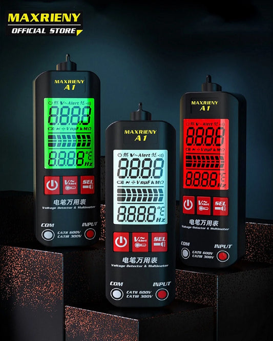 A1 Voltage Tester Smart Digital Multimeter Non-Contact Electrician Pen Detector Voltmeter Ac Live Wire Test Ohm Hz NCV Meter
