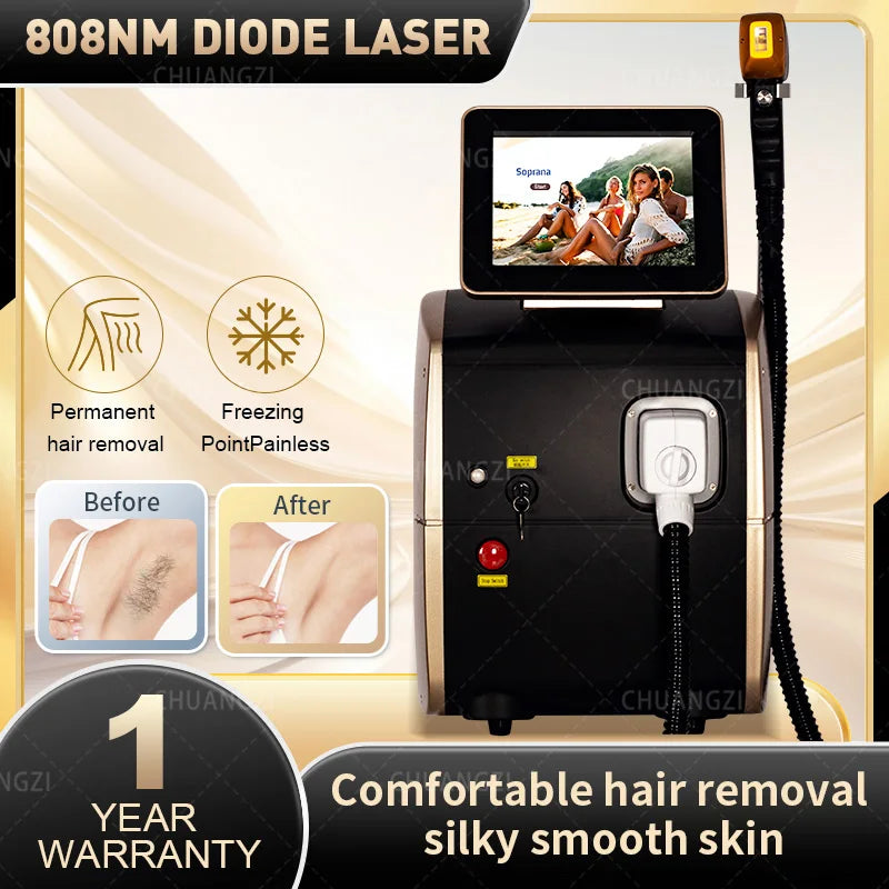 Professional 5000 Watt Diode Hair Removal Device, Ice Titanium Painless 3 Wavelength High-power Beauty Equipment
