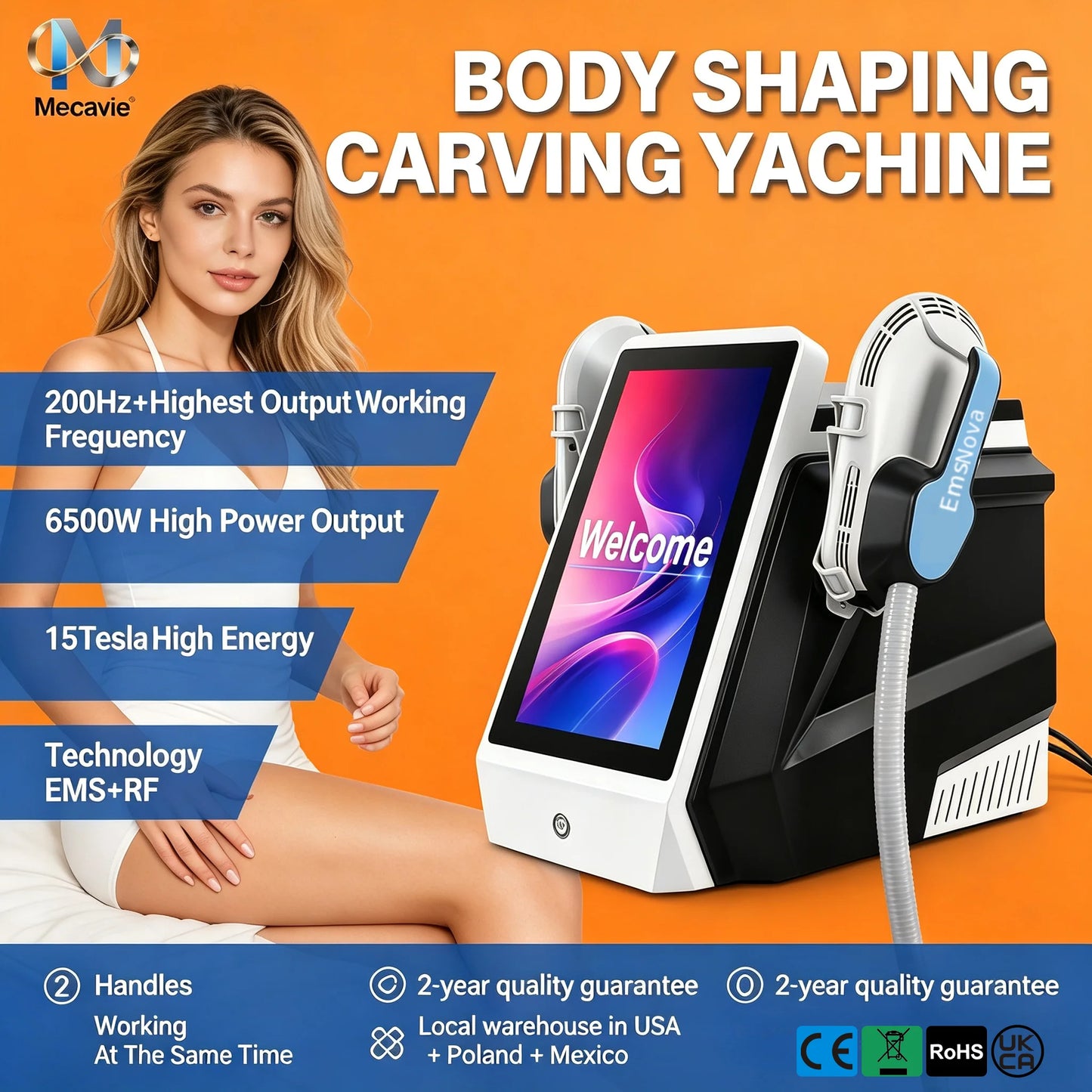 EMSNOVA High Power RF Body Vibration Pulse Electromagnetic Body Sculpting Professional Muscle Building And Fat Reduction Device