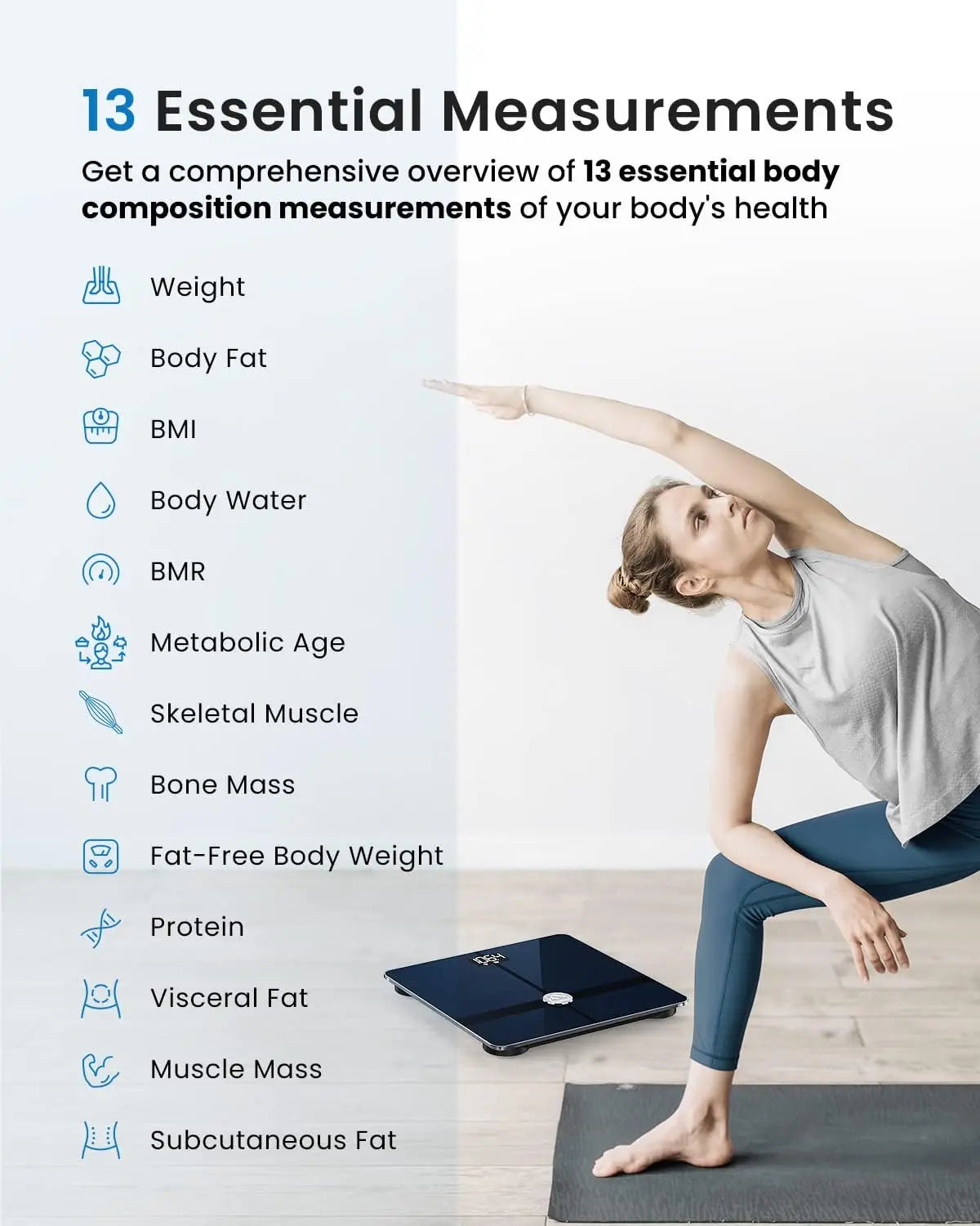 Smart WiFi Bluetooth Body Scale With BMI Fat Muscle Analysis