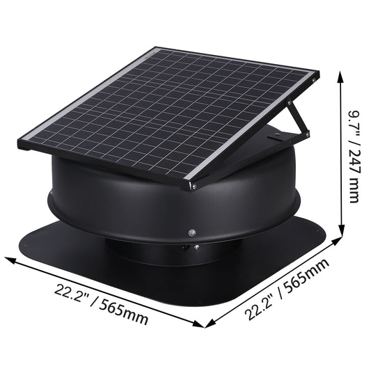 SucceBuy Solar Attic Fan 40W 1230 CFM Large Air Flow Solar Roof Vent Low Noise and Weatherproof with Smart Adapter for Home
