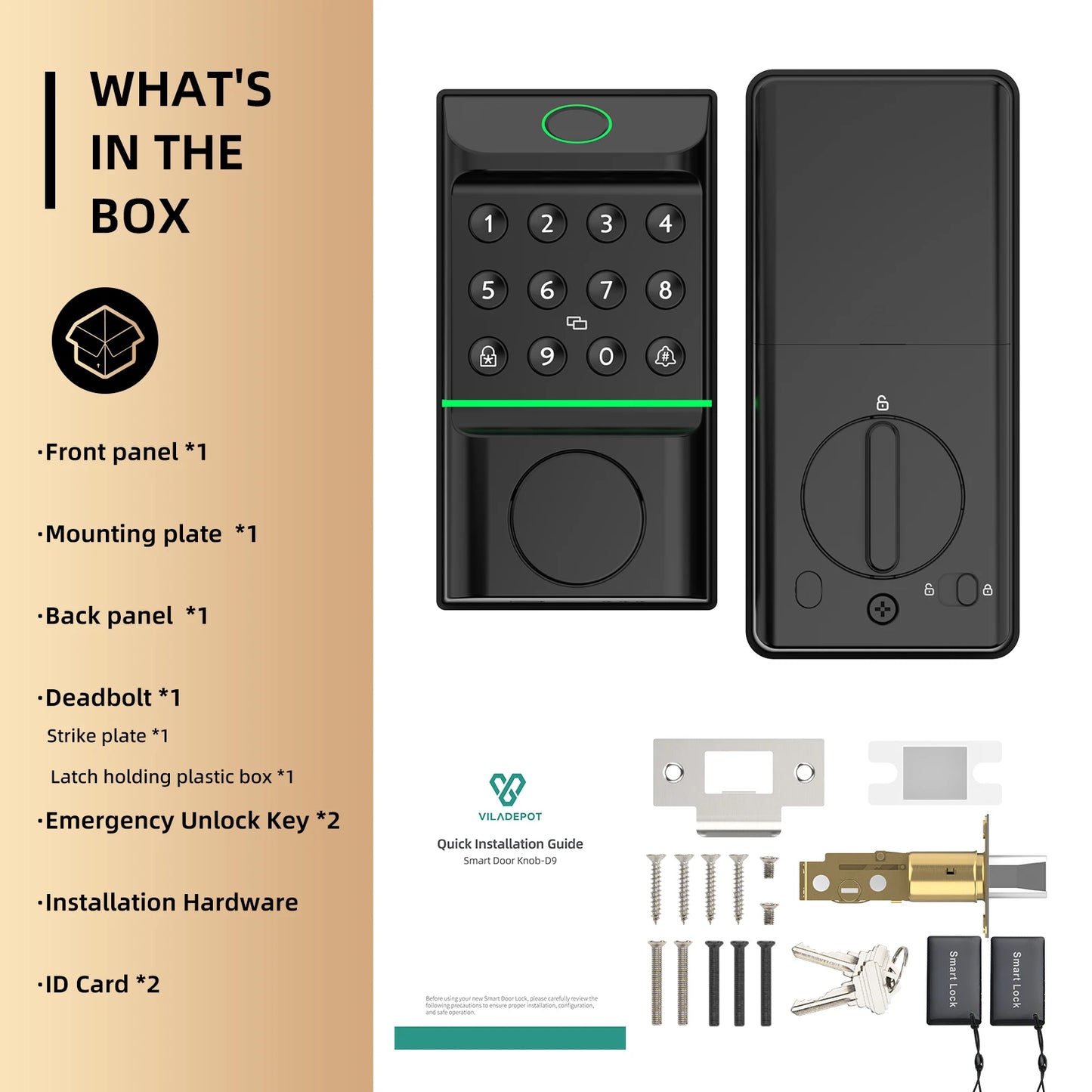 Viladepot Smart Fingerprint Keyless Entry Door Lock With Bluetooth App