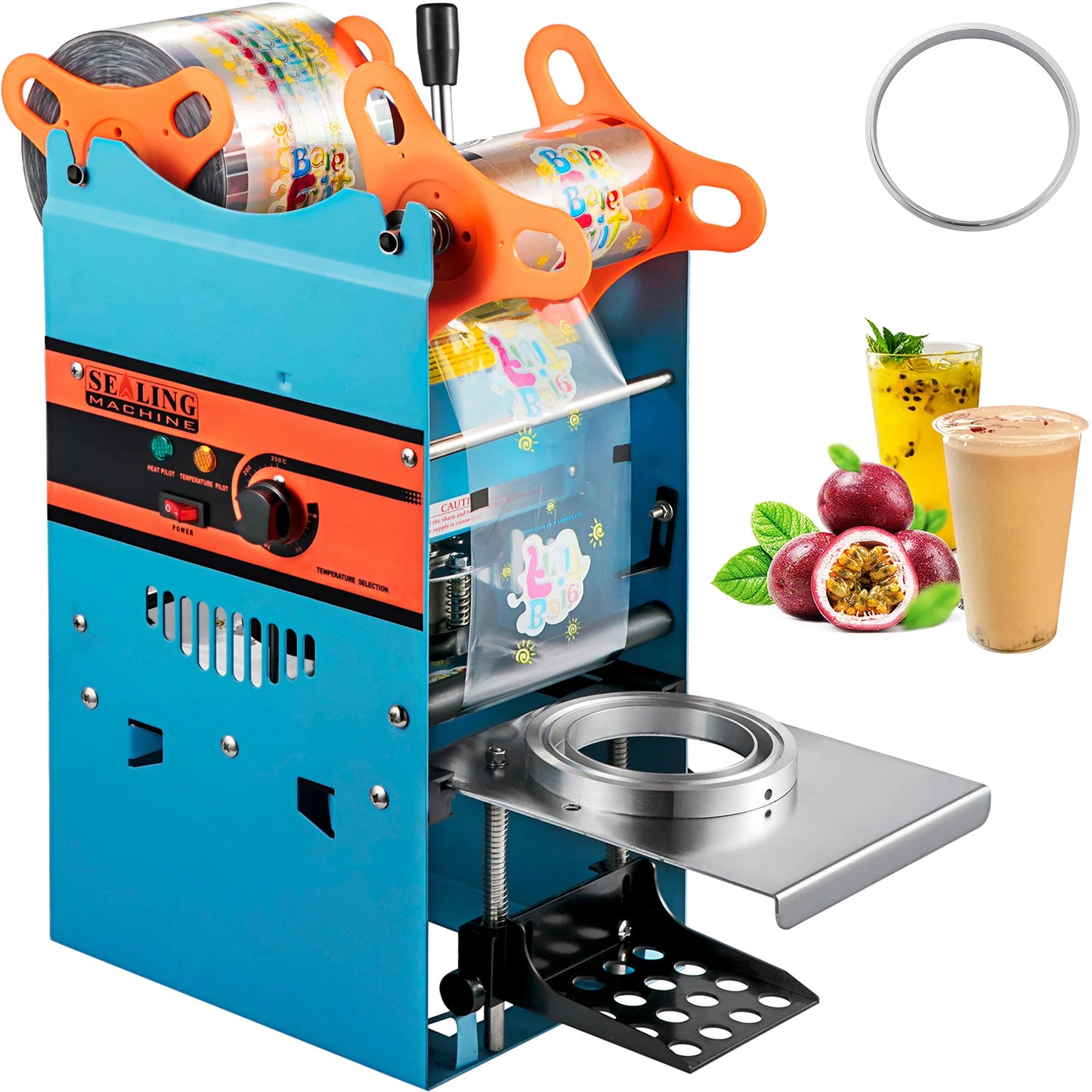 SucceBuy Manual Cup Sealer Machine 300-500 Cup/h with Heating Technology Boba Tea Cup Sealing Machine for 90/95mm Cup Diameter