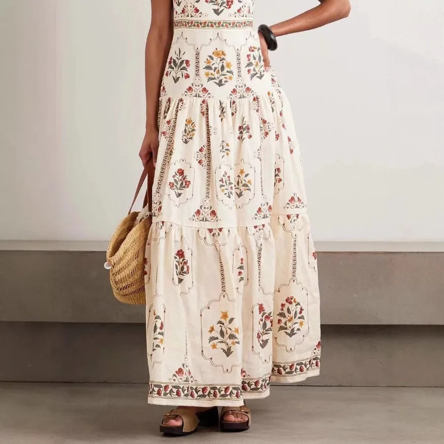【New style】European and American - 2026 new bohemian style high-waist large skirt summer seaside vacation loose slimming dress