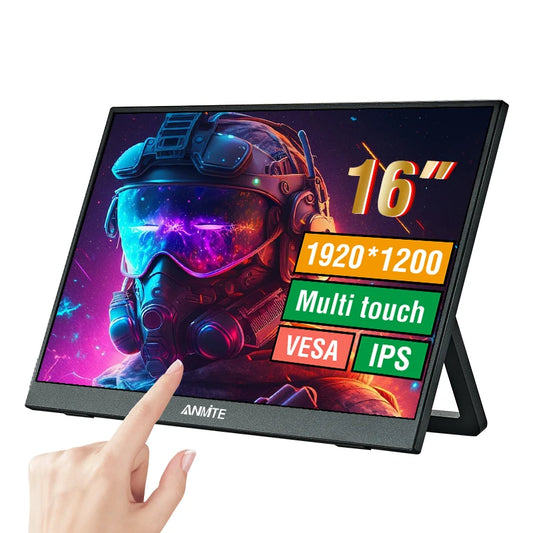 Anmite 14 Inch Portable Touch Monitor Non-touch Optional 1200P 1920*1200 HDR IPS External Screen, Full Function Type-C HDMI Plug&Play Built-in Speaker Low Blue Light Gaming Display For Phone Laptop Switch PS4 PS5 Xbox Steam D