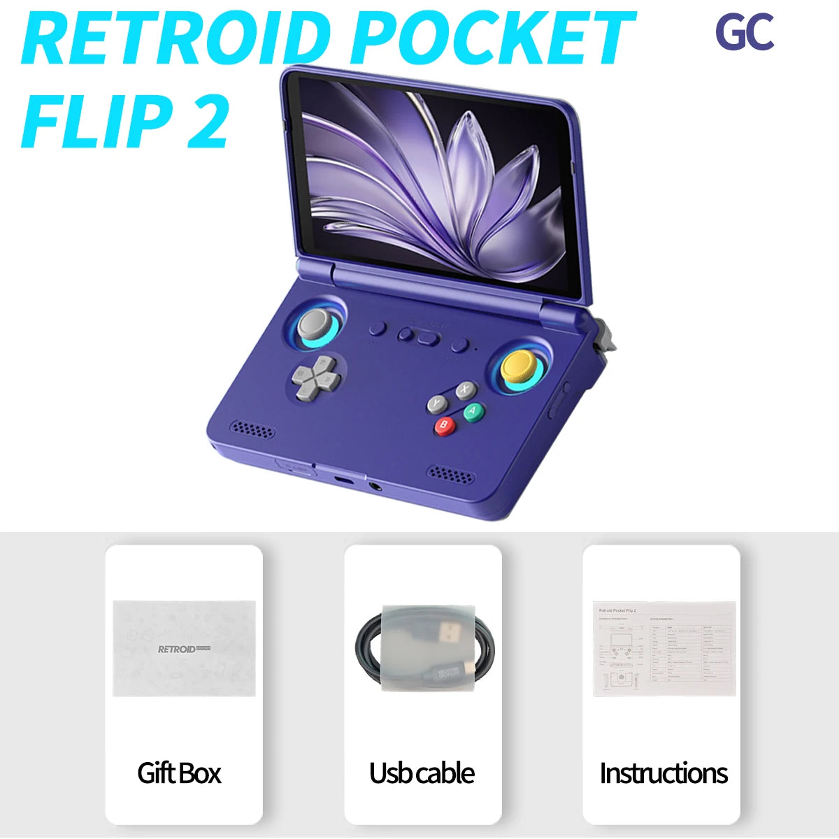Retroid Pocket Flip2 Android Retro Handheld Gaming Console Touchscreen